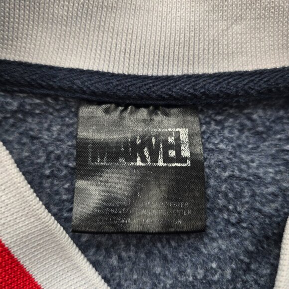 Marvel Captain America Varsity Jacket Mens Large Blue Gray Snap Button Letterman - Picture 7 of 8